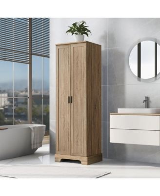 71.2"H Storage Cabinet with 2 Doors and Adjustable Shelf, MDF, for Bathroom or Office Use