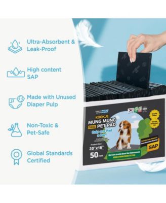 Kproduct4u Mung Mung Absorbent Upcycled Pulp Pads for Dogs - Charcoal, 20" x 16" (Small), 50 PCS