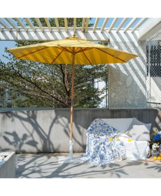 9Ft Patio BOHO Market Patio Umbrella 260GSM Acrylic Fabric 5-Year-Non-Fading Resort Outdoor Market Buttercup Yellow