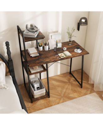 Computer Desk with Shelves and 3-Tier Storage Bookshelf