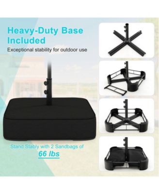 13 Feet Double-Sided Patio Twin Table Umbrella with Crank Handle