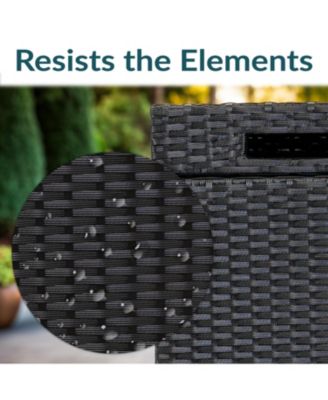 Wicker Indoor and Outdoor Trash Cans with Lids - Set of 2 - 26 Gal. and 15 Gal. - Black