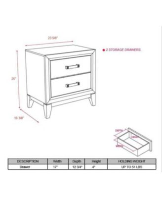 Ambroise 2-Drawer Wooden Side End Table, Nightstand