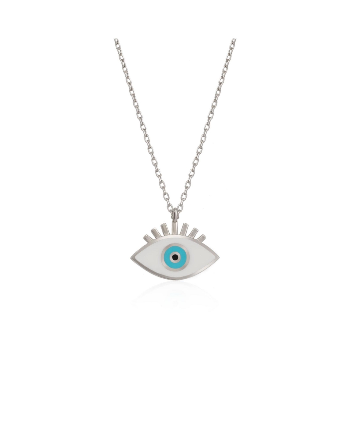 Sterling Silver Evil Eye Eyelash Necklace - Silver