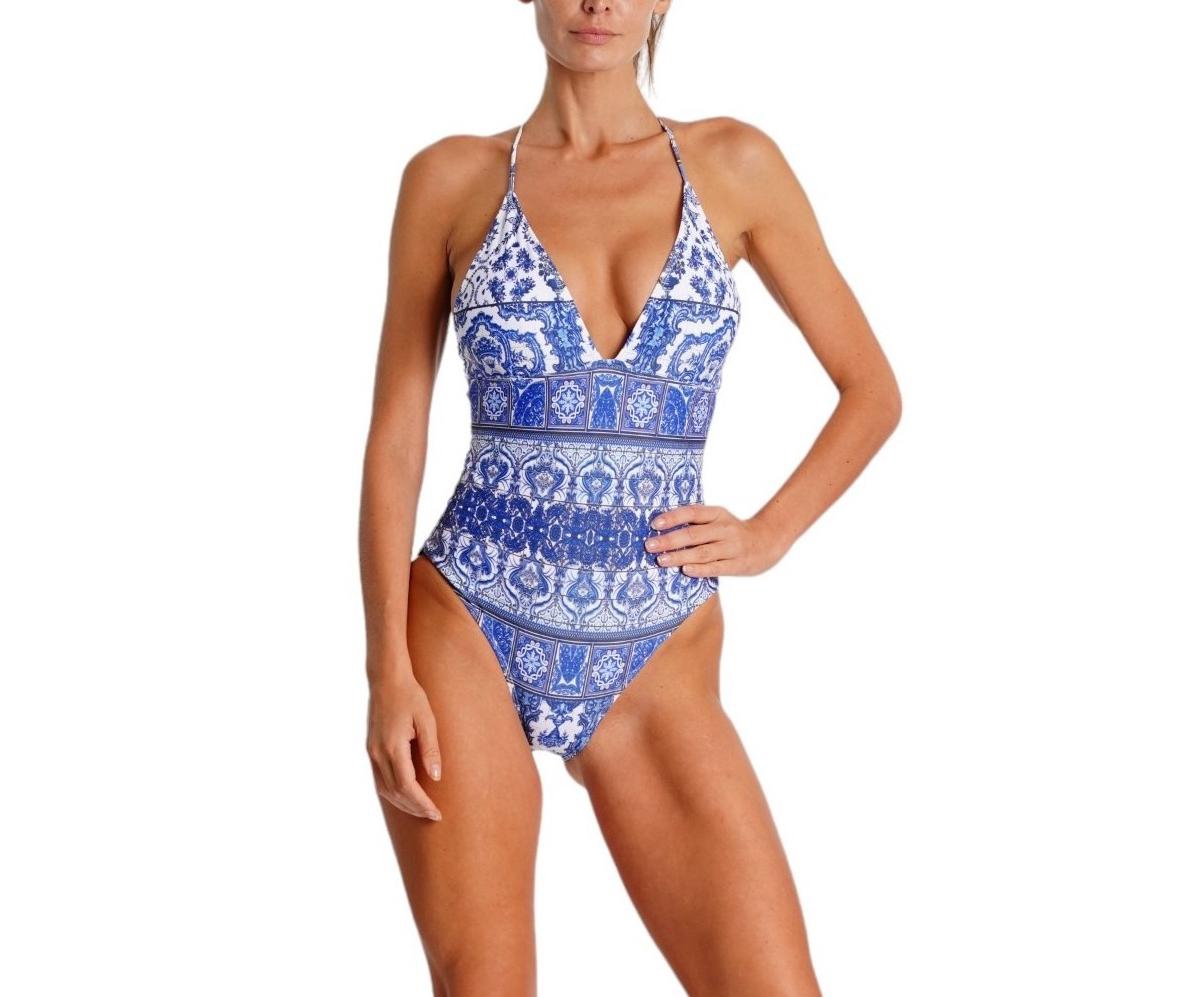 Women's Cutout One Piece Swimsuit - Blue
