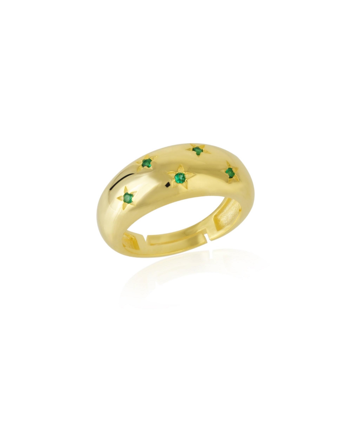 Celestial Star Sterling Silver Dome Ring With Stones - Green
