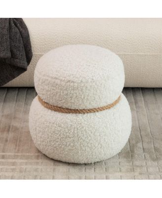 14" Wide Modern Entryway Ottoman Footstool with Snowman Design and Plush Upholstery