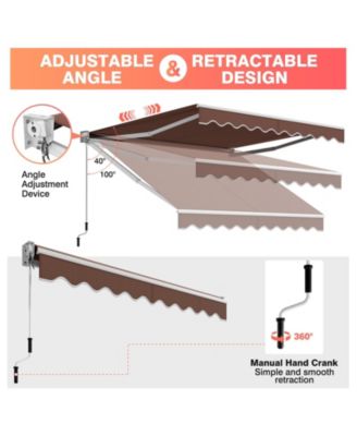 8 x 6.6 Feet Patio Retractable Awning with Manual Crank Handle