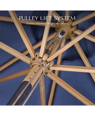 9Ft Patio BOHO Market Patio Umbrella 260GSM Acrylic Fabric 5-Year-Non-Fading Resort Outdoor Market Hyacinth Blue