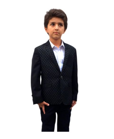 Пиджак Elie Balleh Black Slim Fit Diamond Dots Blazer для мальчиков, цвет: Чёрный
