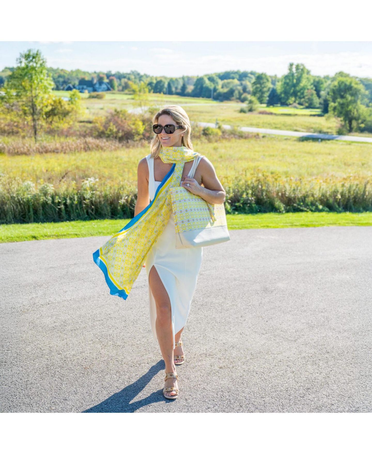 Женский шарф EVELYN & KATE Silk Scarf/Wrap/Sarong, цвет: Лимонный / Оранжевый — фото 2