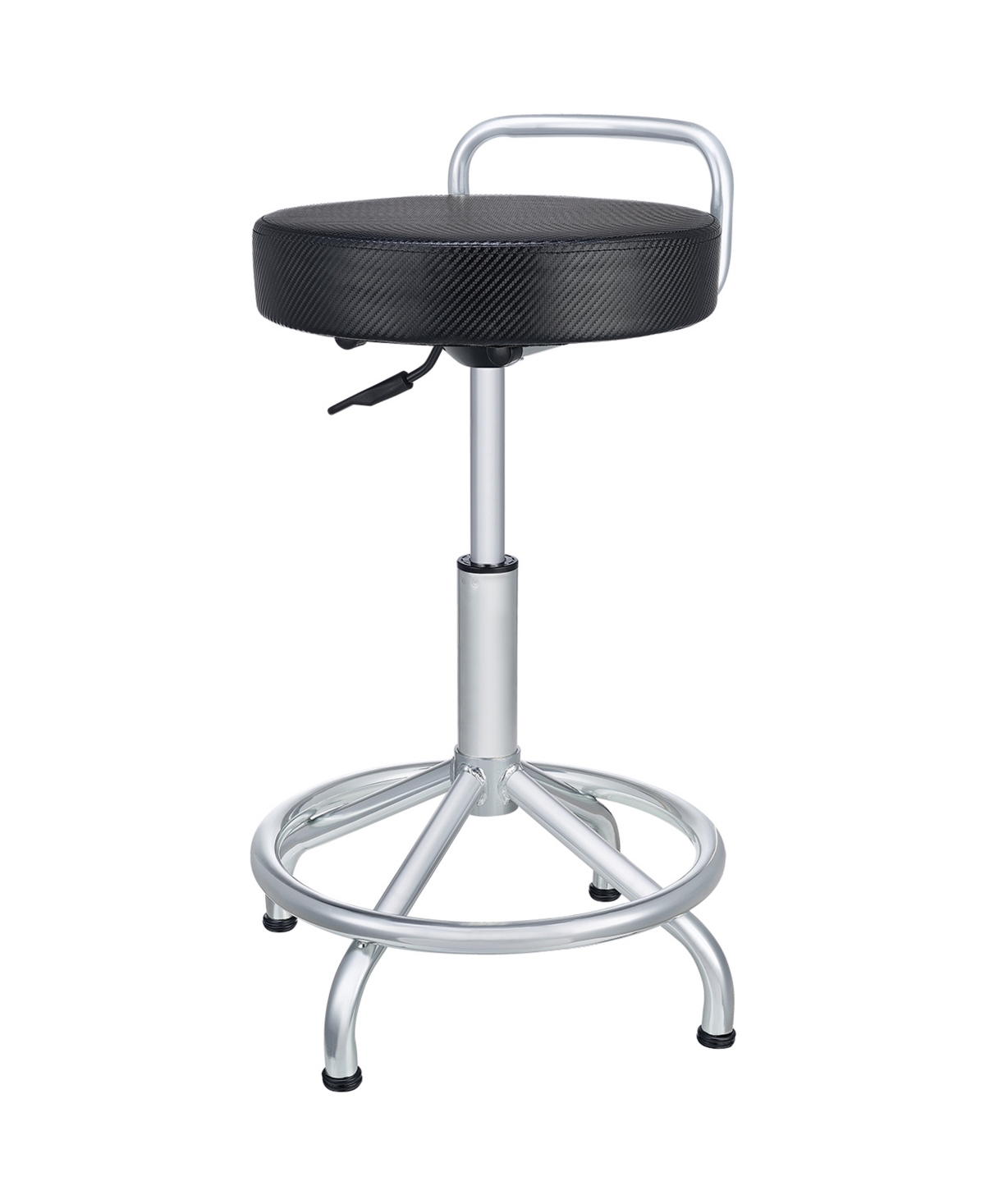 Cushioned Pneumatic Adjustable Work Stool - Silver