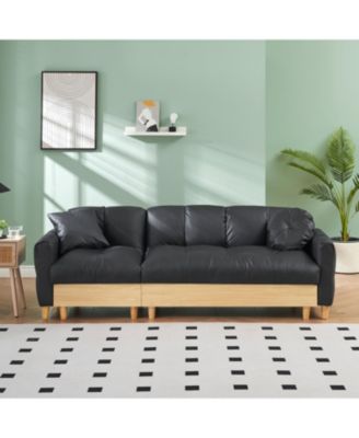 Streamdale 87" Black Tech Sofa Bed with Storage