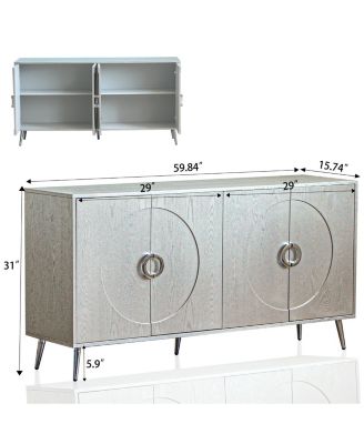Streamdale Lacquered 4-Door Sideboard Cabinet in Champagne Silver