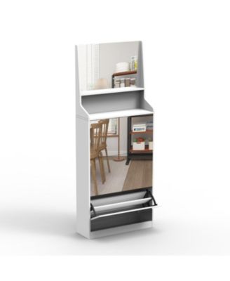 Streamdale 3-Mirror White Shoe Cabinet for Entryway
