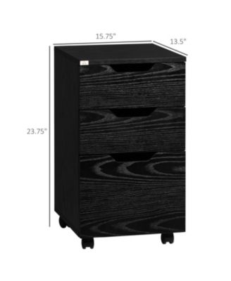 3 Drawer Office Storage Cabinet, Under Desk Cabinet with Wheels, Black Wood Grain