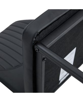 Black PU Dining Chairs - Set of 6, Metal Legs, Stripe Back