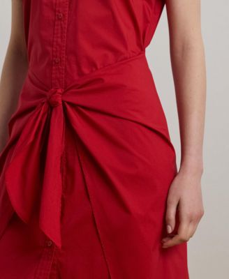Women's Tie-Front Cotton-Blend Shirtdress