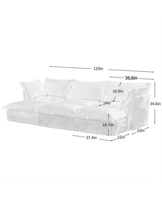 1 Pc Fabric Upholstered Sofa 3-Seat with Ottomans Sleeper Function Living Room Furniture