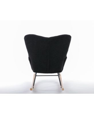 Teddy Fabric Rocking Gilder Nursery Chair For Living Room Indoor,Black