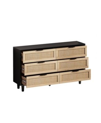 51.18"6-Drawers Rattan Storage Cabinet Rattan Drawer, for Bedroom, Living Room