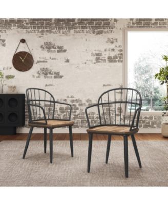 Indoor Dining Chair With Metal Legs (Set of 2),Light Birch