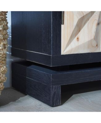 3D Geometric Carved wood Double-Door Cabinet