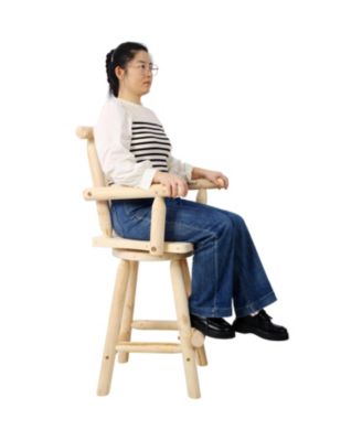 Rustic Fir Bar Stool with Armrests and Footrest (4ft, Light Brown)