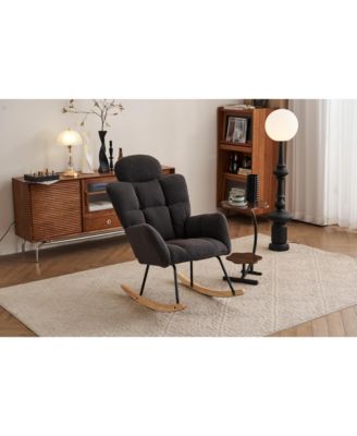 Streamdale Mid Century Modern Rocking Glider Chair with Teddy Fabric Upholstery