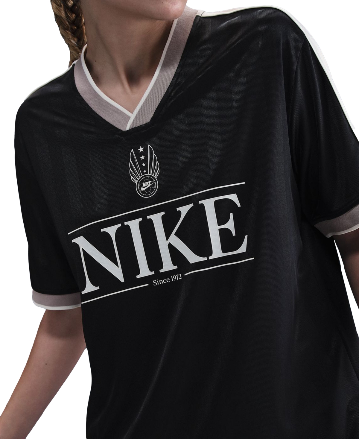 Nike Sportswear Women's Logo V-neck Short-sleeve Jersey Top In Black