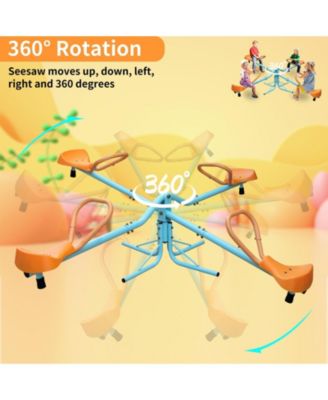 4 Seat Kids Spinning Seesaw Teeter Totter Outdoor Playground Equipment for Backyard Swivel Toy