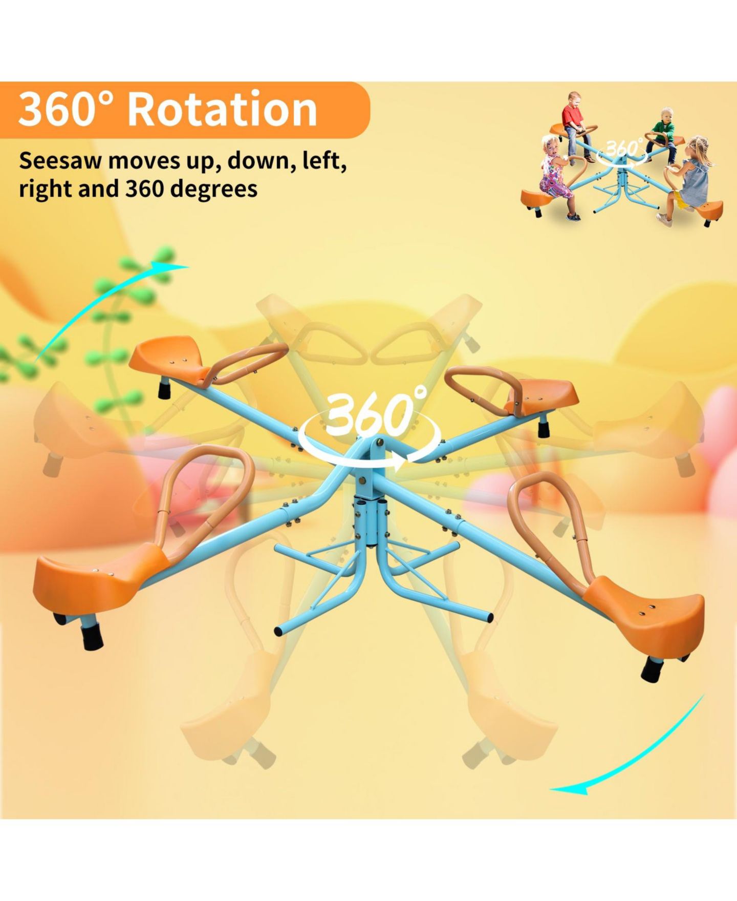 Детская игрушка Flynama 4-Seat Spinning Seesaw with Swivel Teeter Totter Motion, Ages 3-8 — фото 5