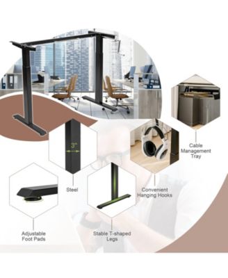 Hand Crank Stand Up Desk Frame, Manual Height Adjustable Standing Workstation with Foldable Crank Handle, Cable Management Tray