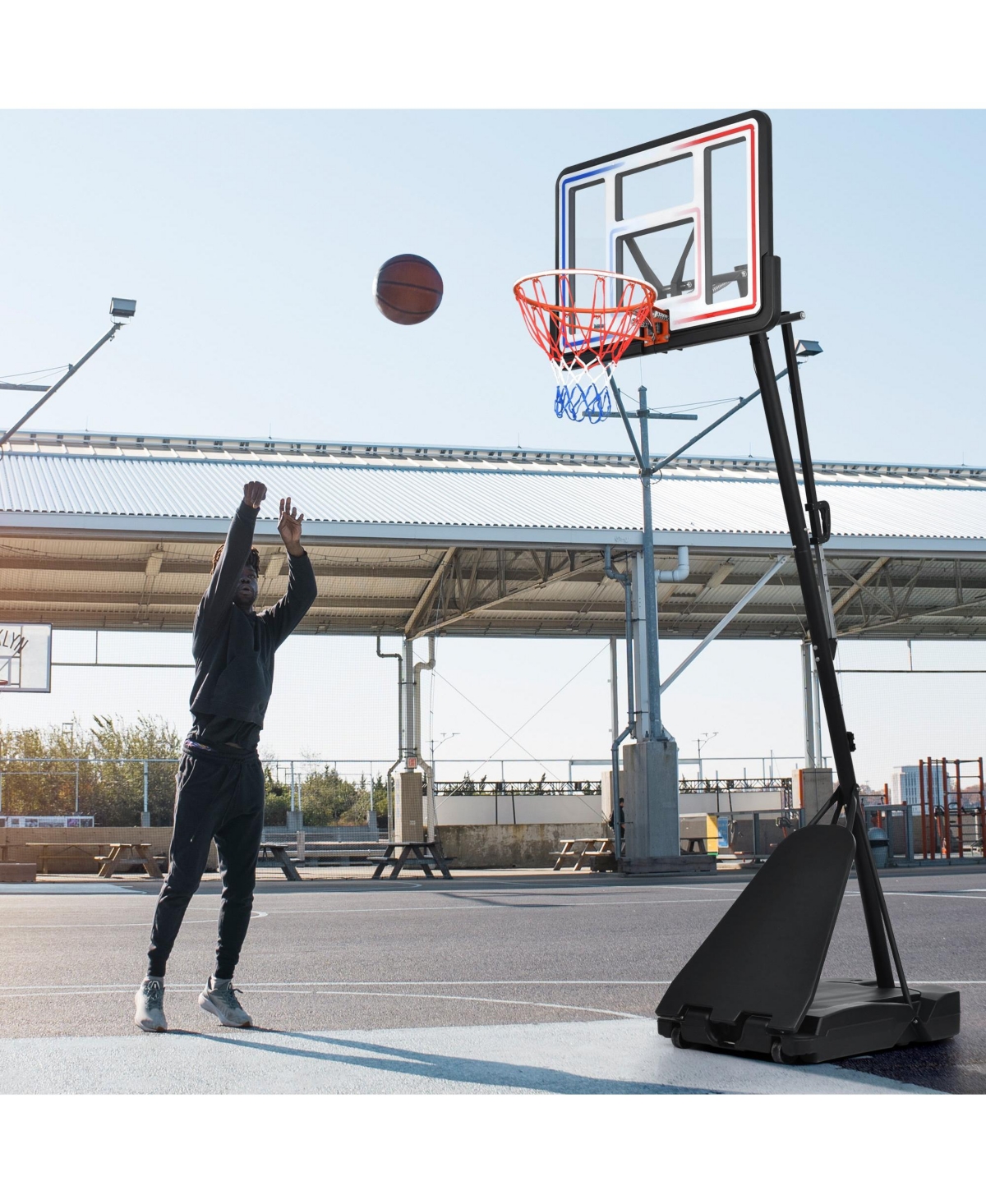 Portable Basketball Hoop System, 8-10ft Height Adjustable for Youth Adults Led Basketball Hoop Lights