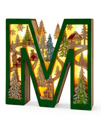 LED Wood Monogram Letter Decor - M