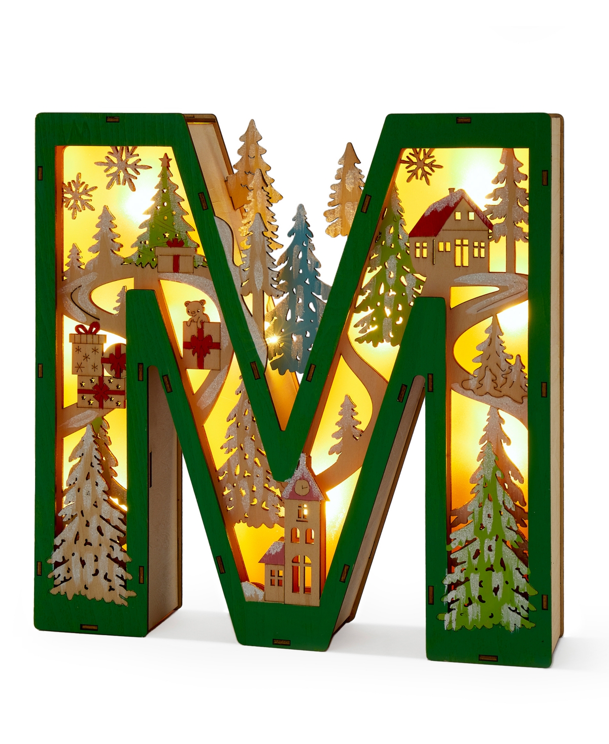 Giftcraft Led Wood Monogram Letter Decor In Green