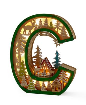 LED Wood Monogram Letter Decor - C