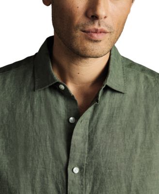 Men's Slim-Fit Button-Down Linen Shirt 