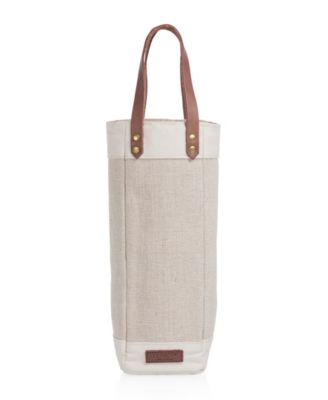 Pinot Jute Single Bottle Insulated Wine Tote Bag