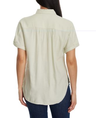 Women's Daisy Drop-Hem Button Shirt