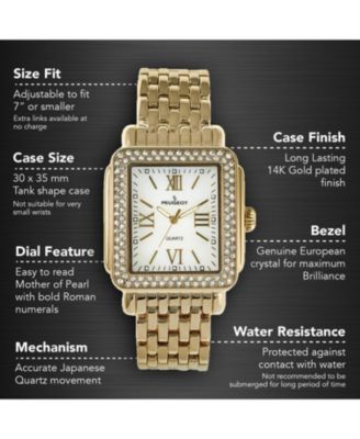 Women's Gold Tank Bracelet Watch with Panther Link Gold-Tone Bracelet Strap