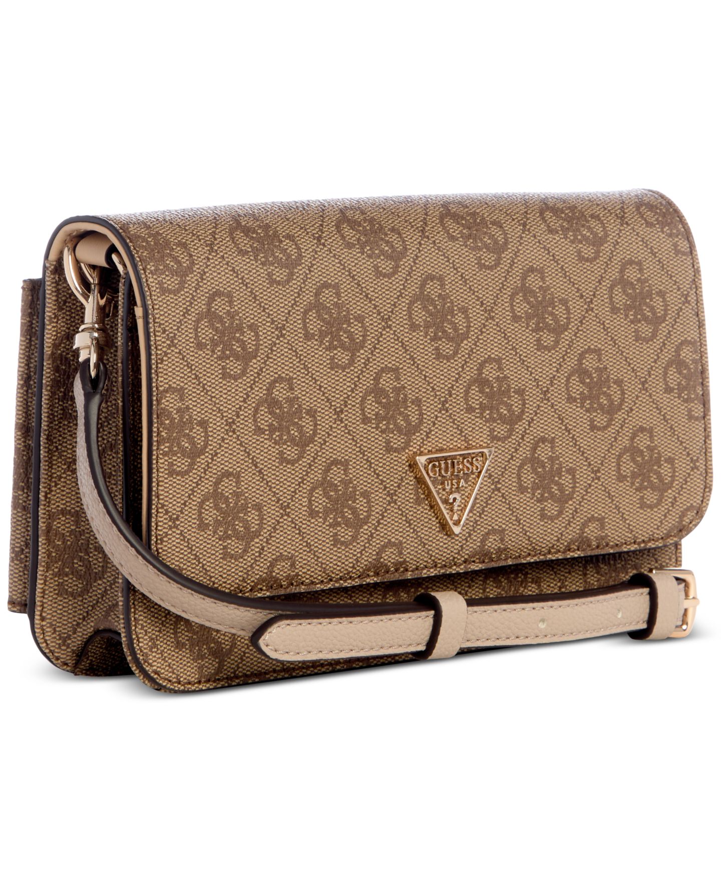 Женская сумка GUESS Noelle II Mini Flap Logo Crossbody, цвет: Латте — фото 4