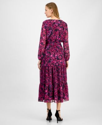 Women's Floral-Print Tiered Fit & Flare Dress