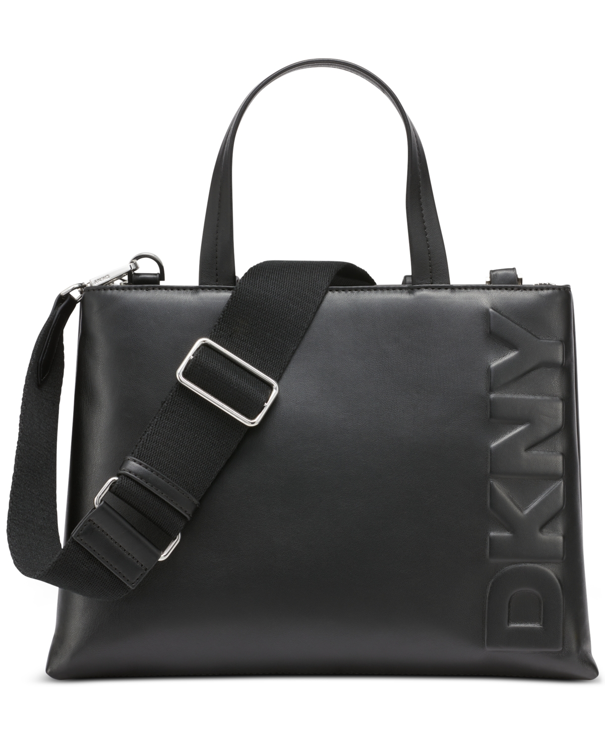 Tinsley Faux-Leather Logo Satchel - Black/silver