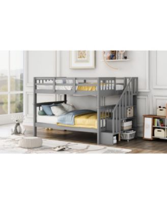 Full-Over-Full Bunk Bed with Storage & Guard Rail