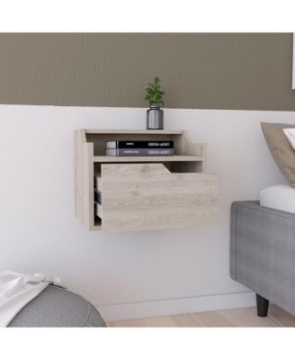 Modern Floating Nightstand with One Drawer – Faux Wood Design