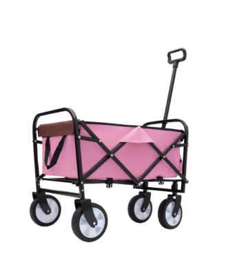 Collapsible Folding Wagon Cart - 225lb Capacity - Pink