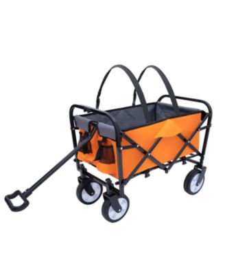 Collapsible Wagon Cart with Straps - 225lb Capacity - Orange