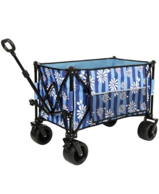Heavy-Duty Folding Wagon Cart w/ Picnic Mat - Blue