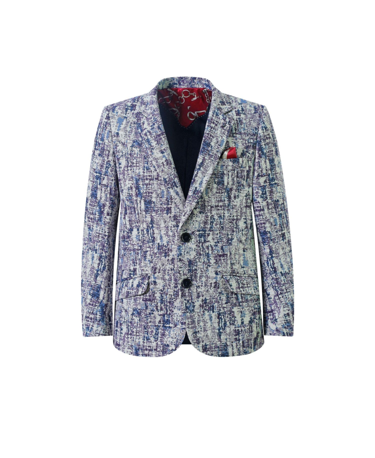 Boys Blue Paint Splash Brocade Jacket